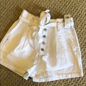 NWT A&F high rise white jean shorts